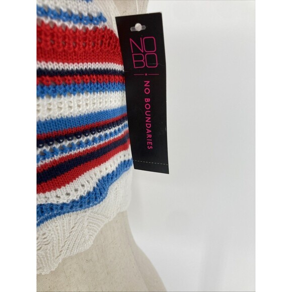 No Boundaries Crop Halter Top LARGE 11-13 Crochet Patriotic USA Red White Blue - Picture 4 of 8